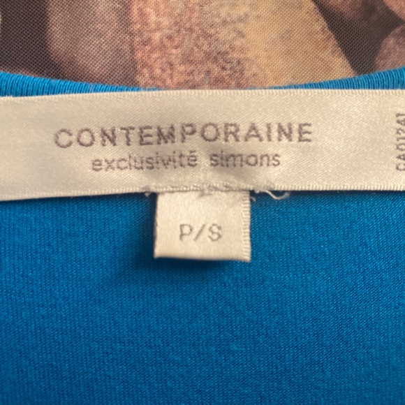 Contemporaine by Simons - turquoise bead and woven trim/ high low hem / size Sm - Picture 5 of 7